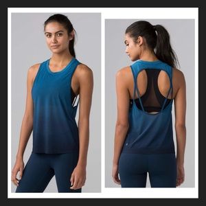 NEW Lululemon Chase Me Tank Vertical Ombre Pre wheeze Tank Whirlpool Jaded